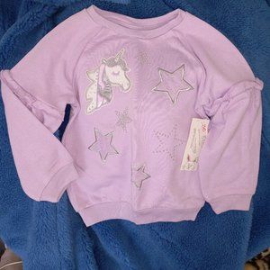 Girls Lavender Sequin Unicorn Ruffle Jersey Top NWT